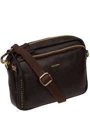 Pure Luxuries London Dark Brown Eris Leather Cross-Body Bag - Image 5 of 7