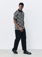 Gold/Black Party Pattern Smart Zip Neck Polo Shirt - Image 2 of 5