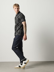 Silver/Black Party Pattern Smart Zip Neck Polo Shirt - Image 3 of 7