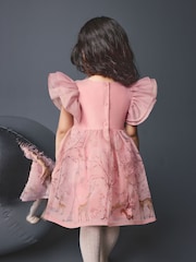 Jasnoróżowy - Floral Corsage Occasion Dress (3mths-8yrs) - Obraz 3 z 8