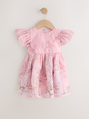 Jasnoróżowy - Floral Corsage Occasion Dress (3mths-8yrs) - Obraz 5 z 8