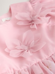 Jasnoróżowy - Floral Corsage Occasion Dress (3mths-8yrs) - Obraz 7 z 8