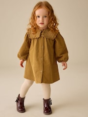 Mustard Yellow Collar Detail Long Sleeve Cord Dress (3mths-8yrs) - Image 1 of 8
