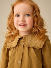Mustard Yellow Collar Detail Long Sleeve Cord Dress (3mths-8yrs) - Image 4 of 8