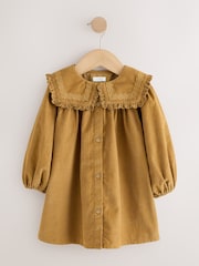 Mustard Yellow Collar Detail Long Sleeve Cord Dress (3mths-8yrs) - Image 5 of 8