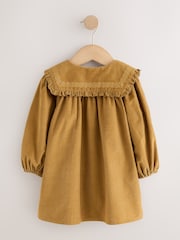 Mustard Yellow Collar Detail Long Sleeve Cord Dress (3mths-8yrs) - Image 6 of 8