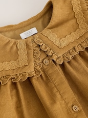 Mustard Yellow Collar Detail Long Sleeve Cord Dress (3mths-8yrs) - Image 8 of 8