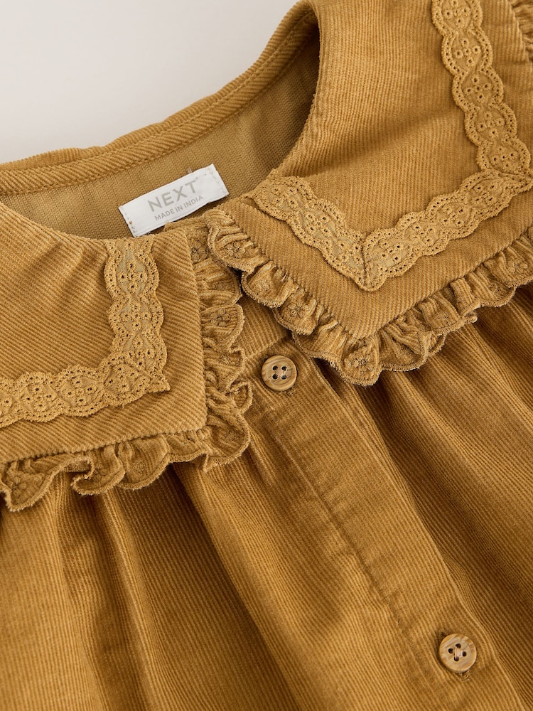Mustard Yellow Collar Detail Long Sleeve Cord Dress (3mths-8yrs) - Image 8 of 8 Mustard Yellow Collar Detail Long Sleeve Cord Dress (3mths-8yrs) - Image 8 of 8