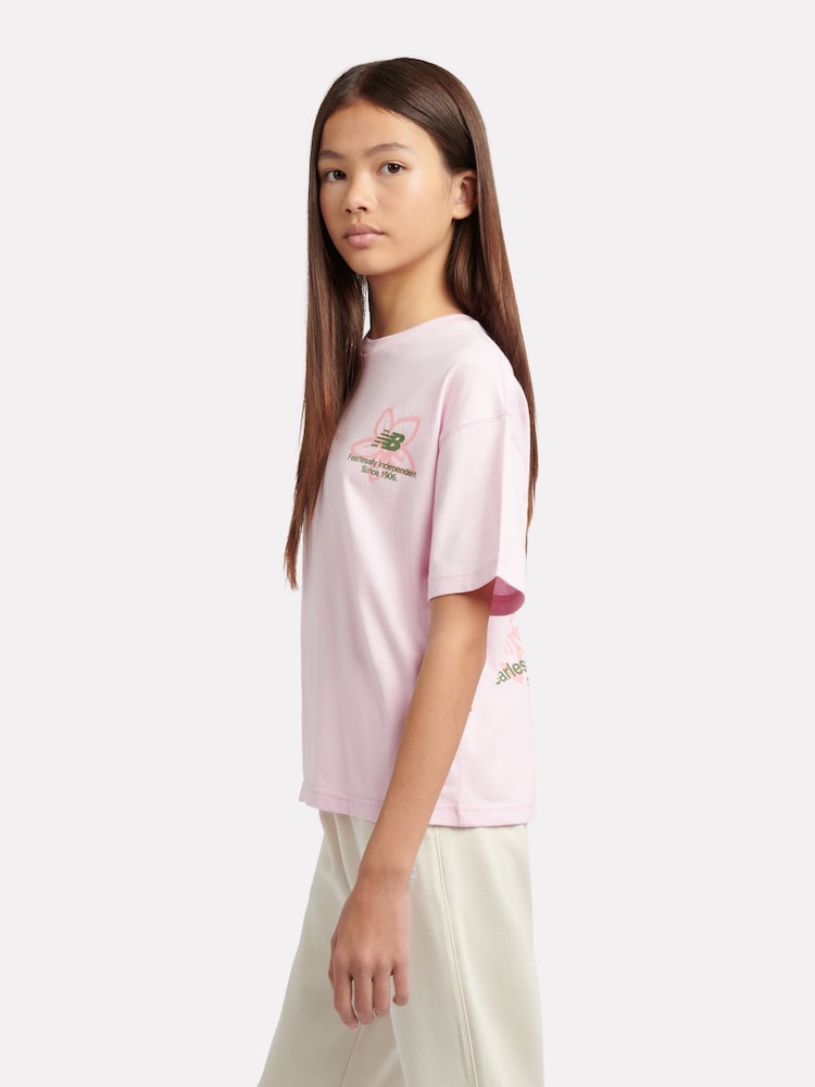 New Balance Pink Boston Floral Graphic T-Shirt - Image 2 of 7