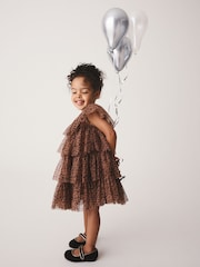Leopard Animal Print Mesh Tiered Occasion Dress (3mths-8yrs) - Image 2 of 4