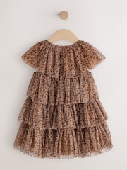 Leopard Animal Print Mesh Tiered Occasion Dress (3mths-8yrs) - Image 6 of 8