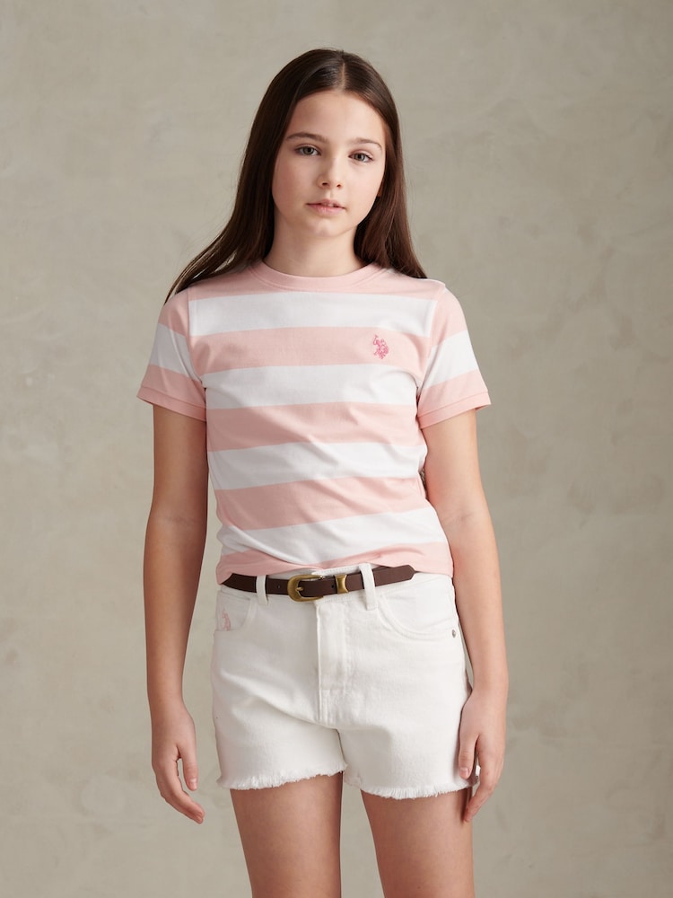 U.S. Polo Assn Pink Stripe Logo T-Shirt - Image 1 of 7