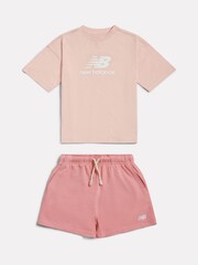 New Balance Stacked Logo T-Shirt & Shorts Set - 圖片 1/5