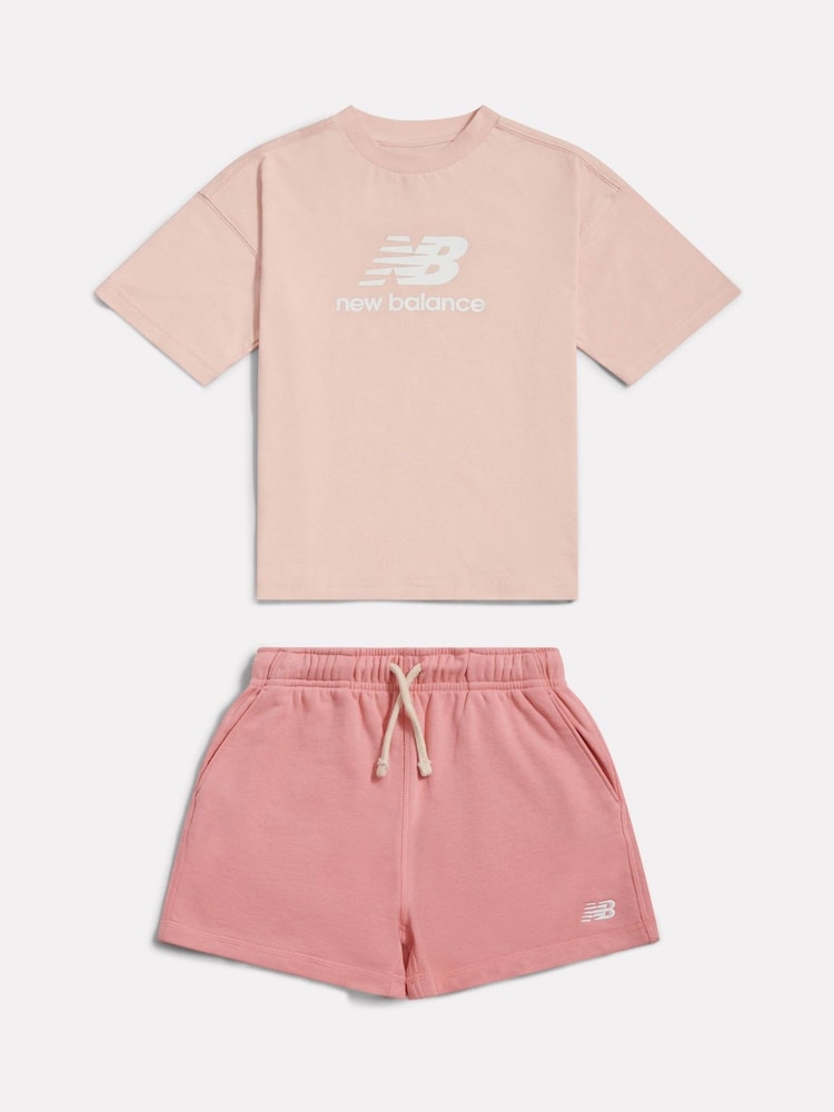 New Balance Stacked Logo T-Shirt & Shorts Set - 圖片 1/5