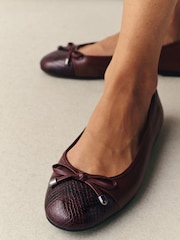 Burgundy Red Forever Comfort® Leather Round Toe Ballet Flats - Image 1 of 10