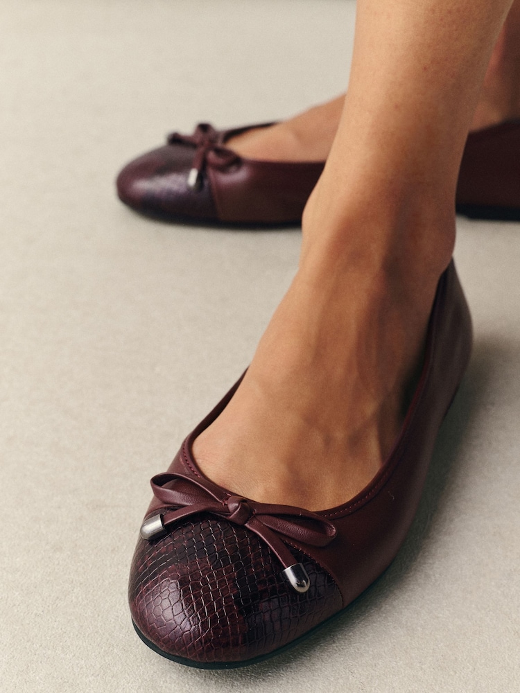 Burgundy Red Forever Comfort® Leather Round Toe Ballet Flats - Image 1 of 10 Burgundy Red Forever Comfort® Leather Round Toe Ballet Flats - Image 1 of 10