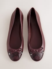 Burgundy Red Forever Comfort® Leather Round Toe Ballet Flats - Image 2 of 10