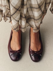 Burgundy Red Forever Comfort® Leather Round Toe Ballet Flats - Image 3 of 10