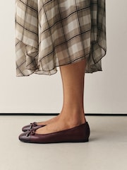 Burgundy Red Forever Comfort® Leather Round Toe Ballet Flats - Image 4 of 10