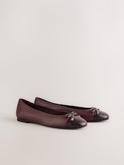 Burgundy Red Forever Comfort® Leather Round Toe Ballet Flats - Image 6 of 10