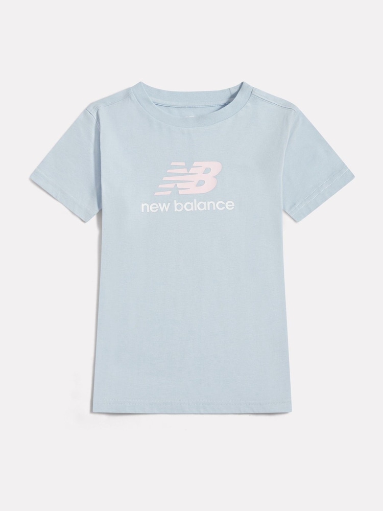 New Balance Blue Stacked Logo T-Shirt - Image 1 of 3 New Balance Blue Stacked Logo T-Shirt - Image 1 of 3