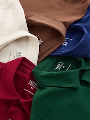 Green/Blue/Ecru/Brown/Red Regular Fit Motionflex Short Sleeve Jersey Polo Shirts 5 Pack - Image 12 of 13