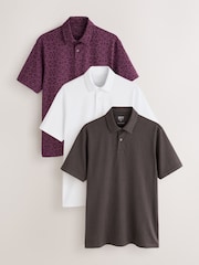 Geométrico negro/blanco/burdeos - Impreso - Polos de manga corta Motionflex 3 (paquete) - Imagen 1 de 6