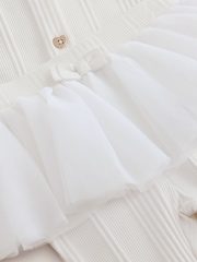 Baker by Ted Baker Cream 2 Piece Mesh Tutu Top & Flare Leggings Set - Image 11 of 11