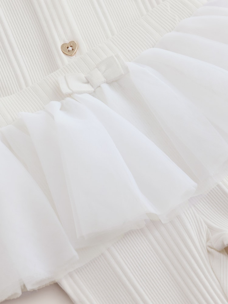 Baker by Ted Baker Cream 2 Piece Mesh Tutu Top & Flare Leggings Set - Image 11 of 11