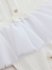 Baker by Ted Baker Cream 2 Piece Mesh Tutu Top & Flare Leggings Set - Image 6 of 6