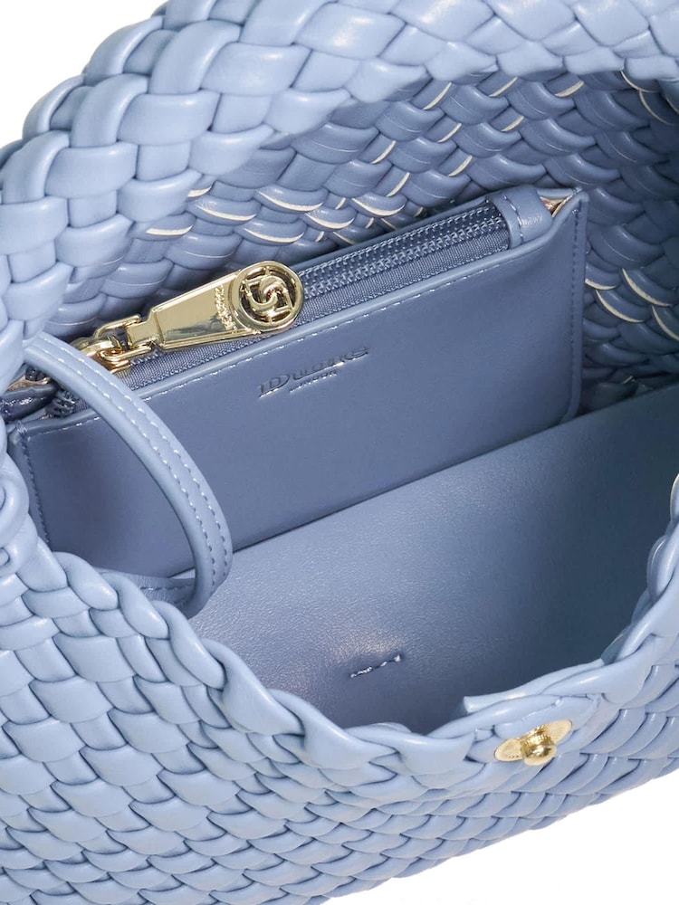 Dune London Blue Dinky deliberate Mini Woven Slouch Bag - Image 4 of 4
