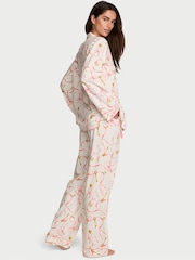 Victoria's Secret White Bow & Key Flannel Long Pyjama Set - Image 2 of 2