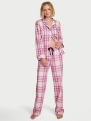 Victoria's Secret Pretty Blossom Pink Tartan Flannel Long Pyjama Set - Image 1 of 2