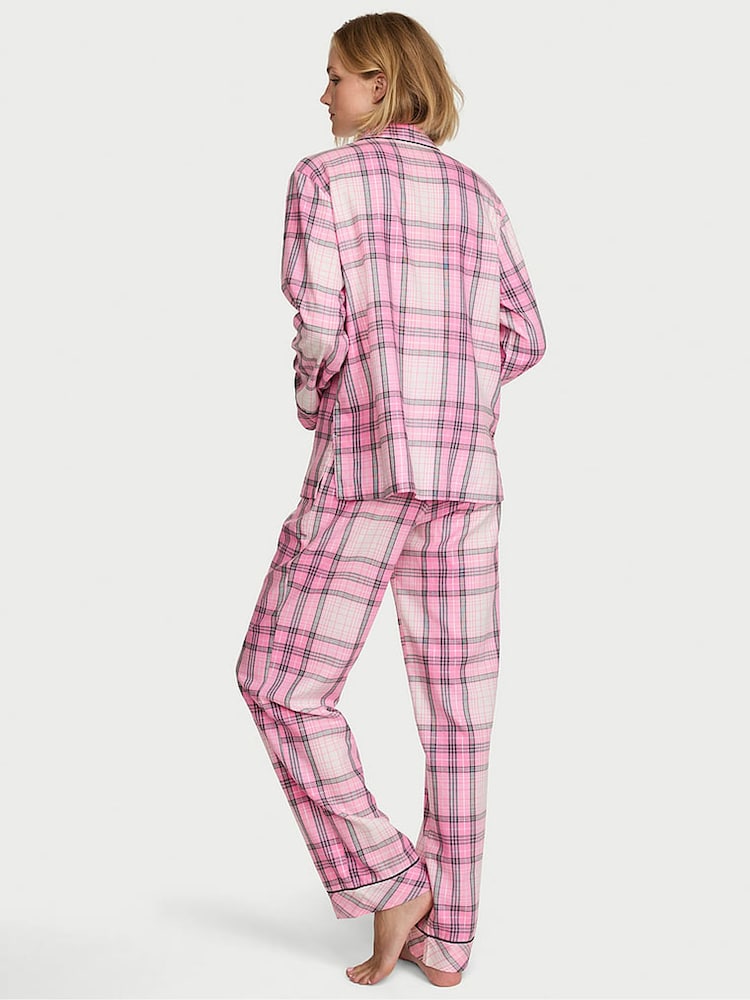 Victoria's Secret Pretty Blossom Pink Tartan Flannel Long Pyjama Set - Image 2 of 2