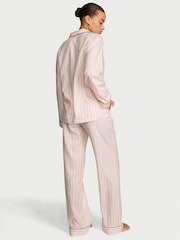 Victoria's Secret Pretty Blossom Pink Iconic Stripe Flannel Long Pyjama Set - Image 2 of 2