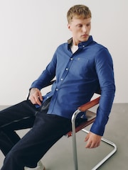 Bright Blue Stretch Oxford Long Sleeve Shirt - Image 1 of 10