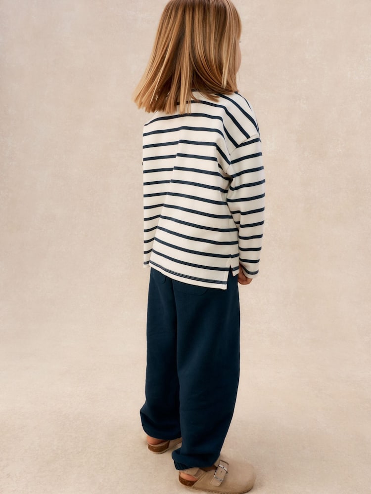 The White Company Blue Cotton Blend Breton Cherry Top & Joggers Set - Image 2 of 5