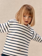 The White Company Blue Cotton Blend Breton Cherry Top & Joggers Set - Image 4 of 5