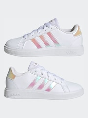 adidas White Grand Court Lifestyle Lace Tennis Shoes - Image 5 of 9