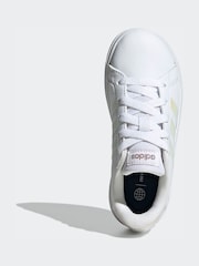 adidas White Grand Court Lifestyle Lace Tennis Shoes - Image 6 of 9