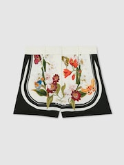 Reiss Ivory/Black Selina Reiss | NYBG Scarf-Print Shorts - Image 2 of 6