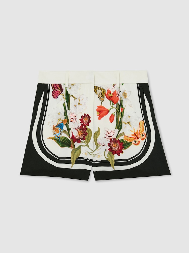 Reiss Ivory/Black Selina Reiss | NYBG Scarf-Print Shorts - Image 2 of 6