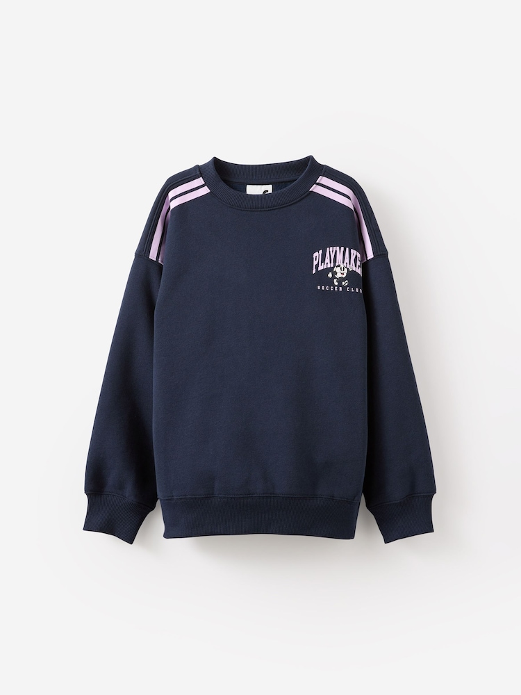 Cotton On Navy Sammy Oversized Crew Neck Sweatshirt - Image 1 of 3