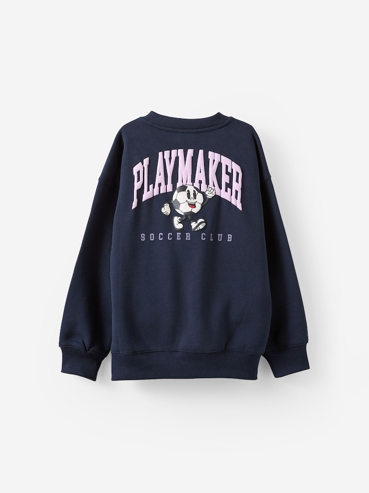 Cotton On Navy Sammy Oversized Crew Neck Sweatshirt - Image 2 of 3
