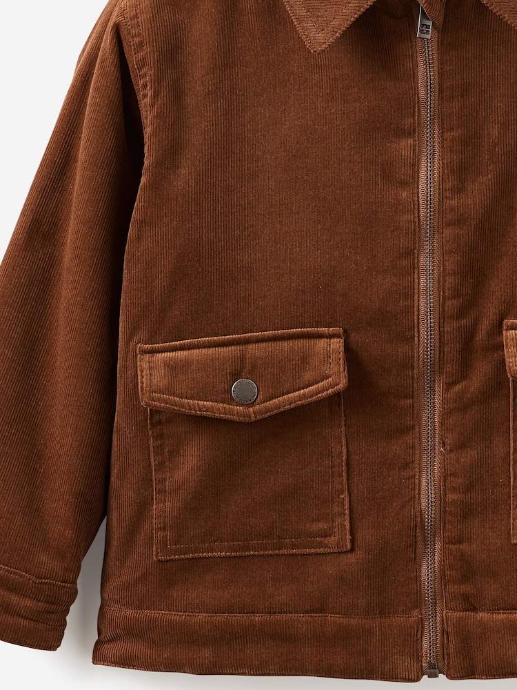 Cotton On Brown Cody Cord Zip Through Jacket - Image 2 of 3