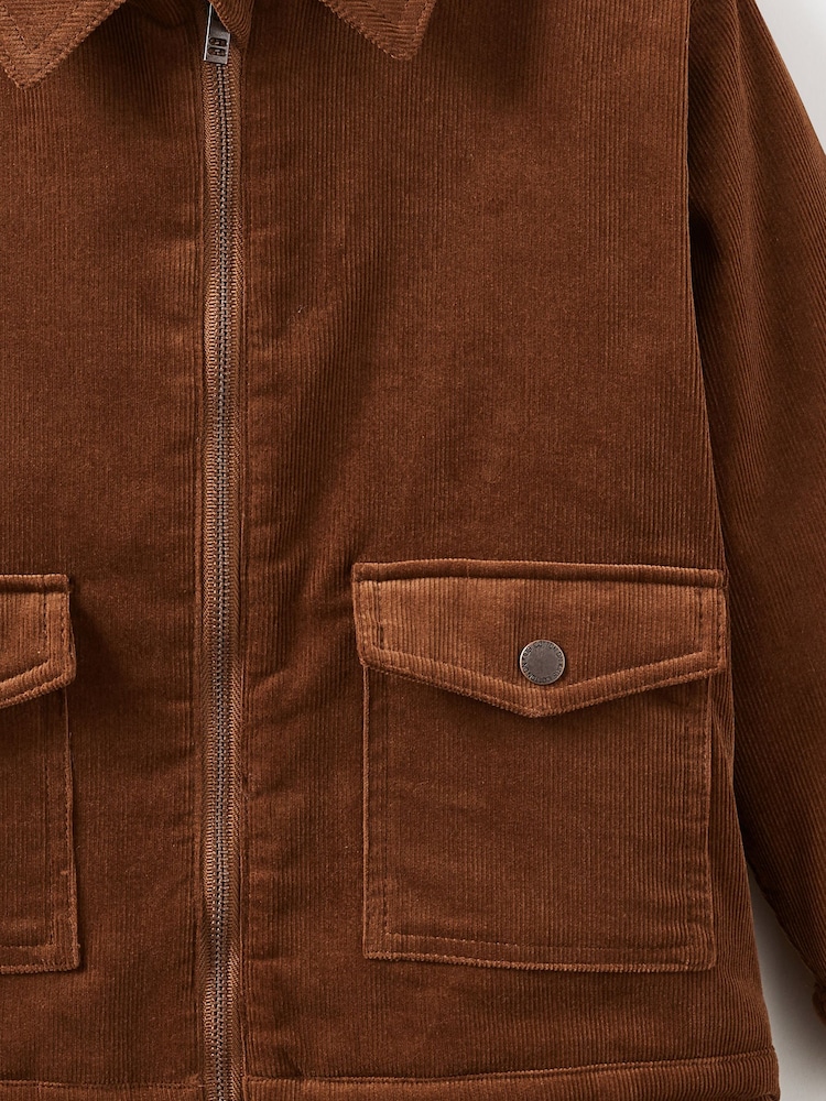 Cotton On Brown Cody Cord Zip Through Jacket - Image 3 of 3