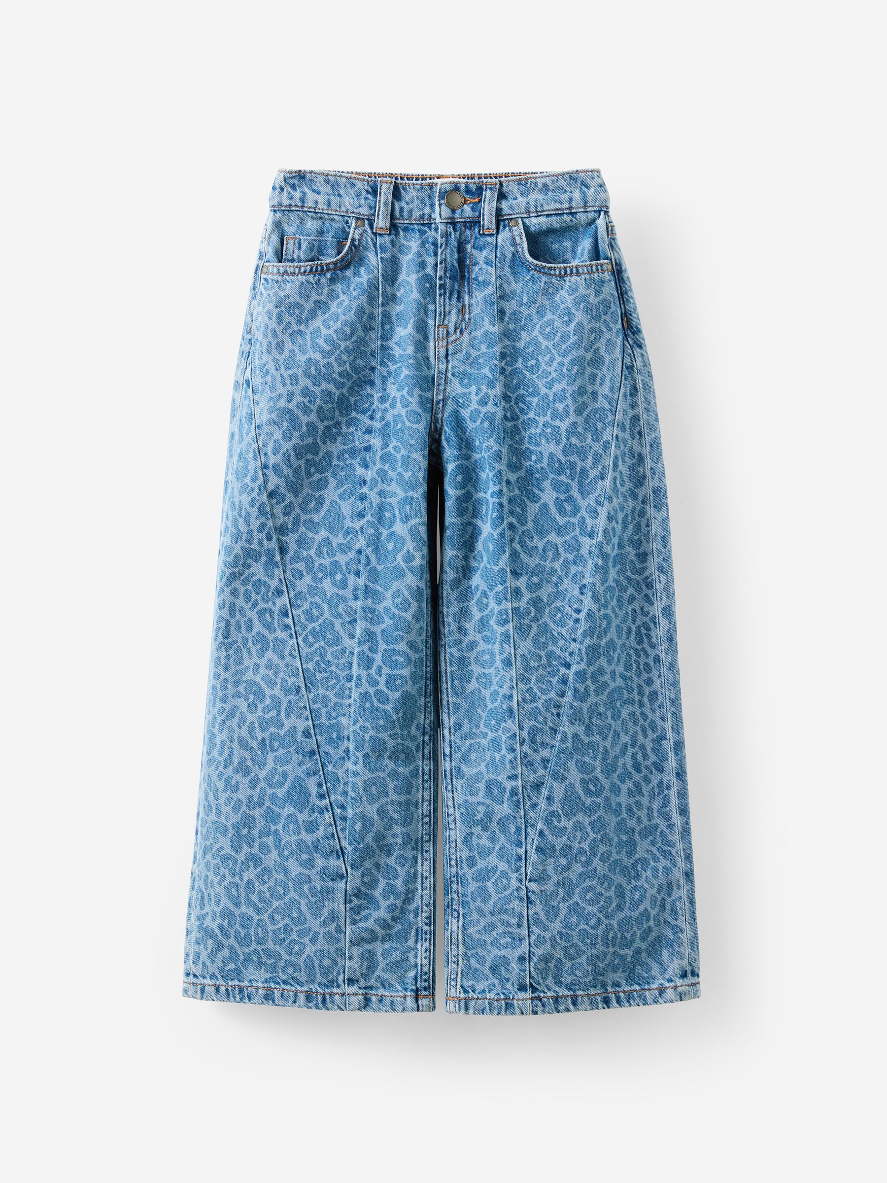 Buy 藍色- 豹紋- Cotton On 超闊腿牛仔褲from Next Taiwan