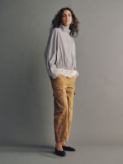 Tan Brown Barrel Leg Cargo Trousers - Image 1 of 7