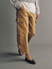 Tan Brown Barrel Leg Cargo Trousers - Image 2 of 7