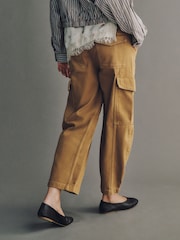 Tan Brown Barrel Leg Cargo Trousers - Image 3 of 7